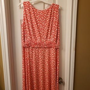 Coral and white polka dot dress
